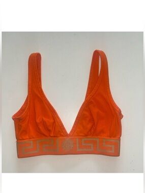 Versace Greca border triangle bralette in orange